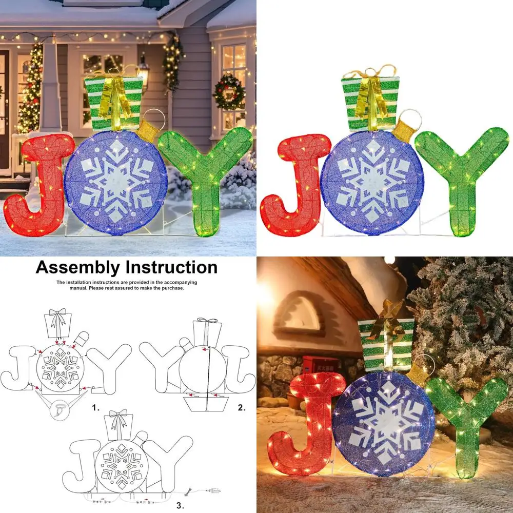 

Рождественский знак с подсветкой в подарочной коробке для украшения наружного и внутреннего двора, подходит для газона, вечеринки и дома