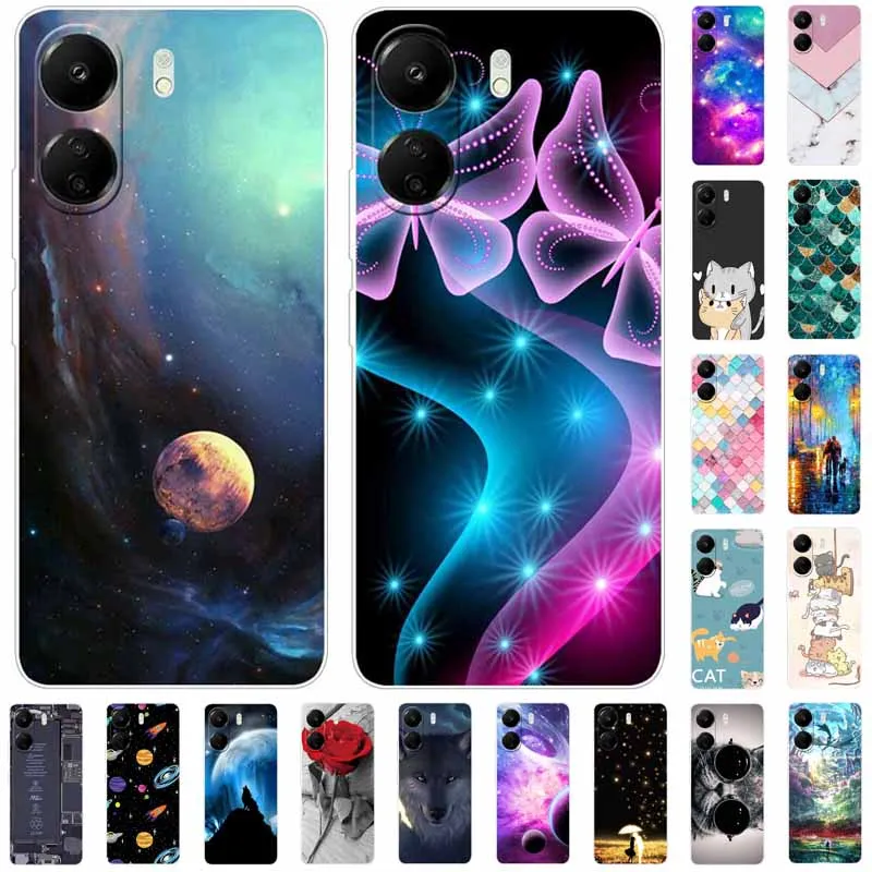 For Xiaomi Redmi 13C Case Printed Silicone TPU Soft Space Wolf Covers For Xiaomi Redmi 13C 4G Case Redmi13c Luxury Colorful Bags