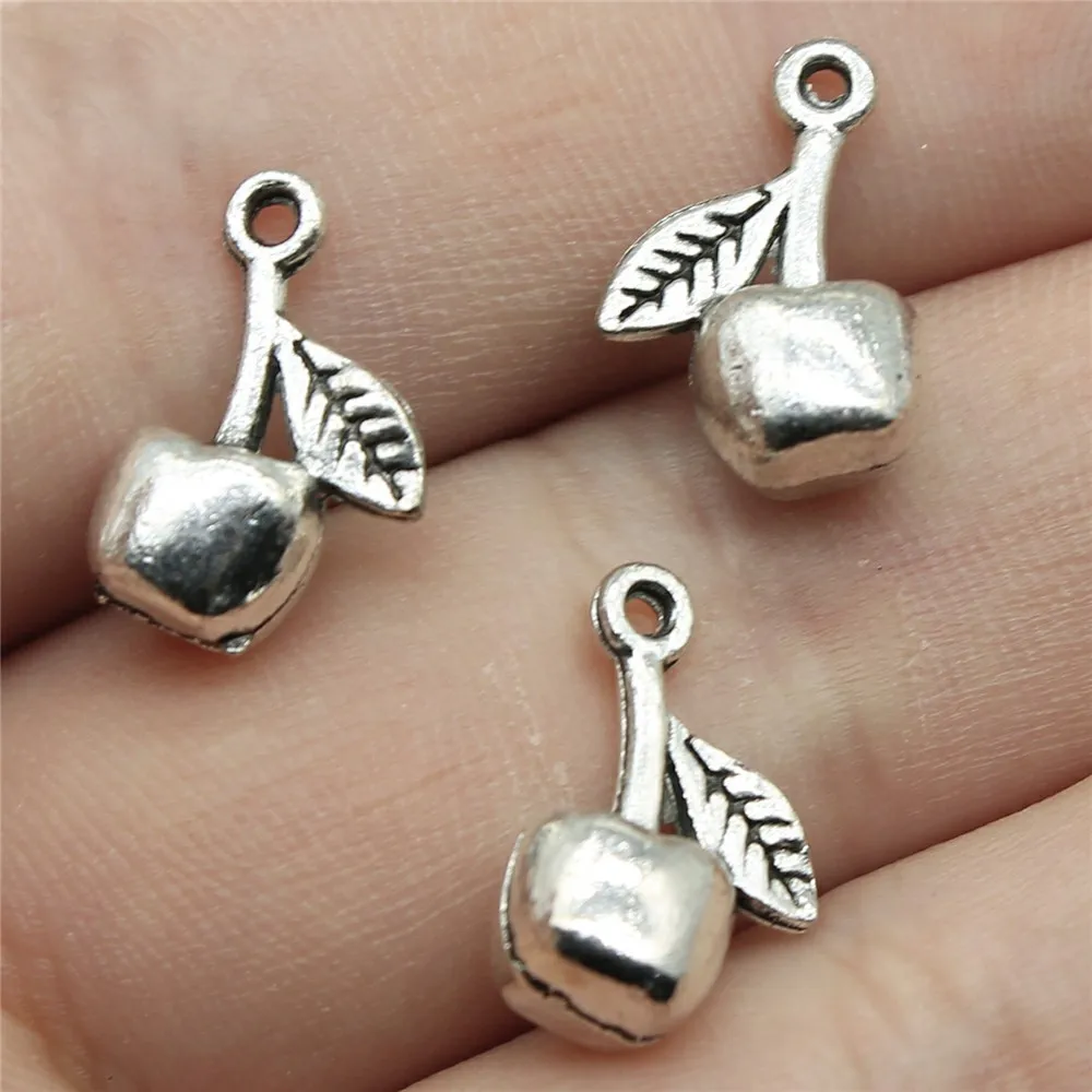 WYSIWYG 10pcs 15x10mm Antique Silver Color Apple Charms For Jewelry Making