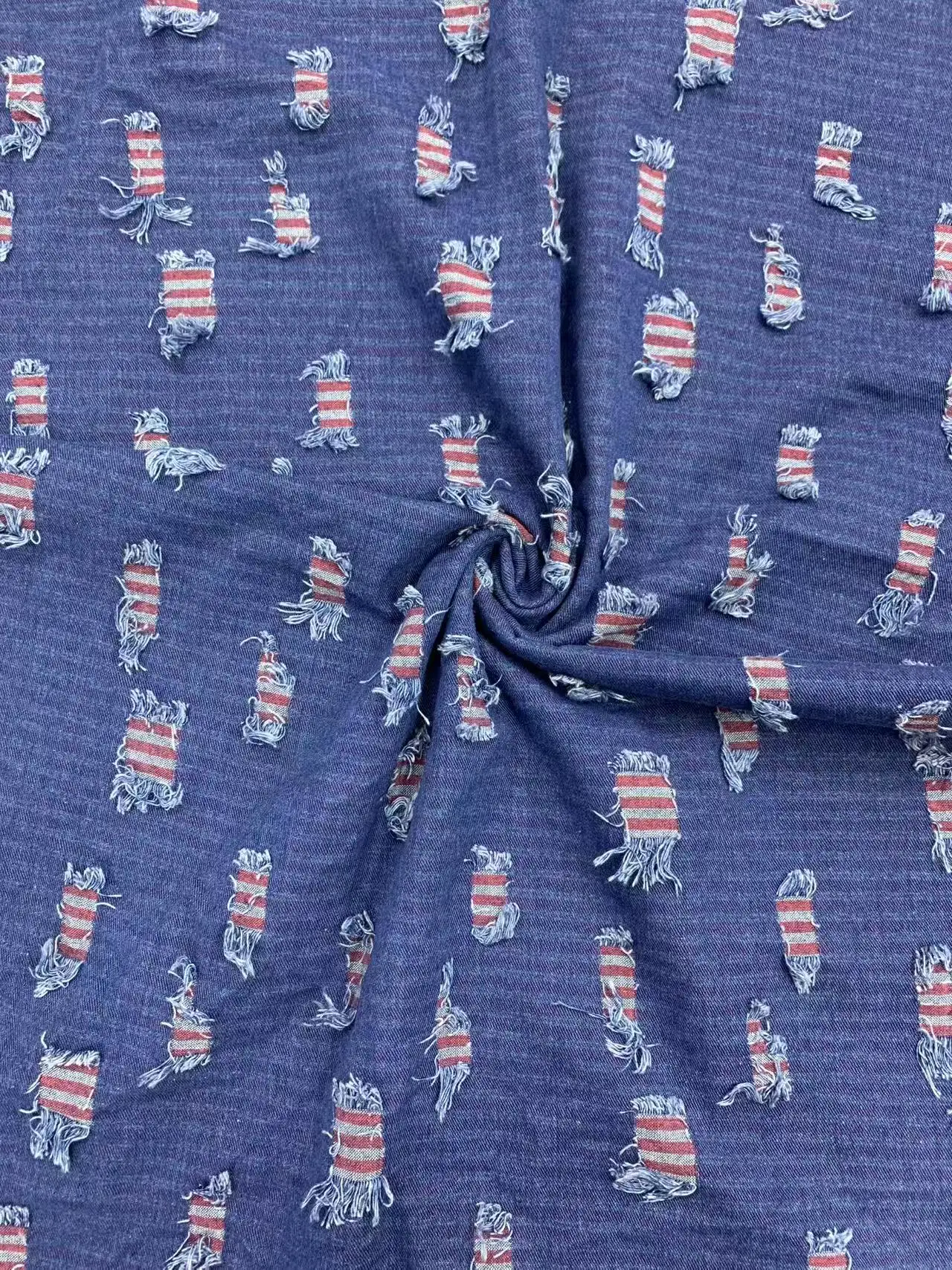 Colorful Patterned Washed Denim Fabric Geometric Pattern Soft Wearable Sewing Material for Dresses Bags Pants Hats Textile Cloth