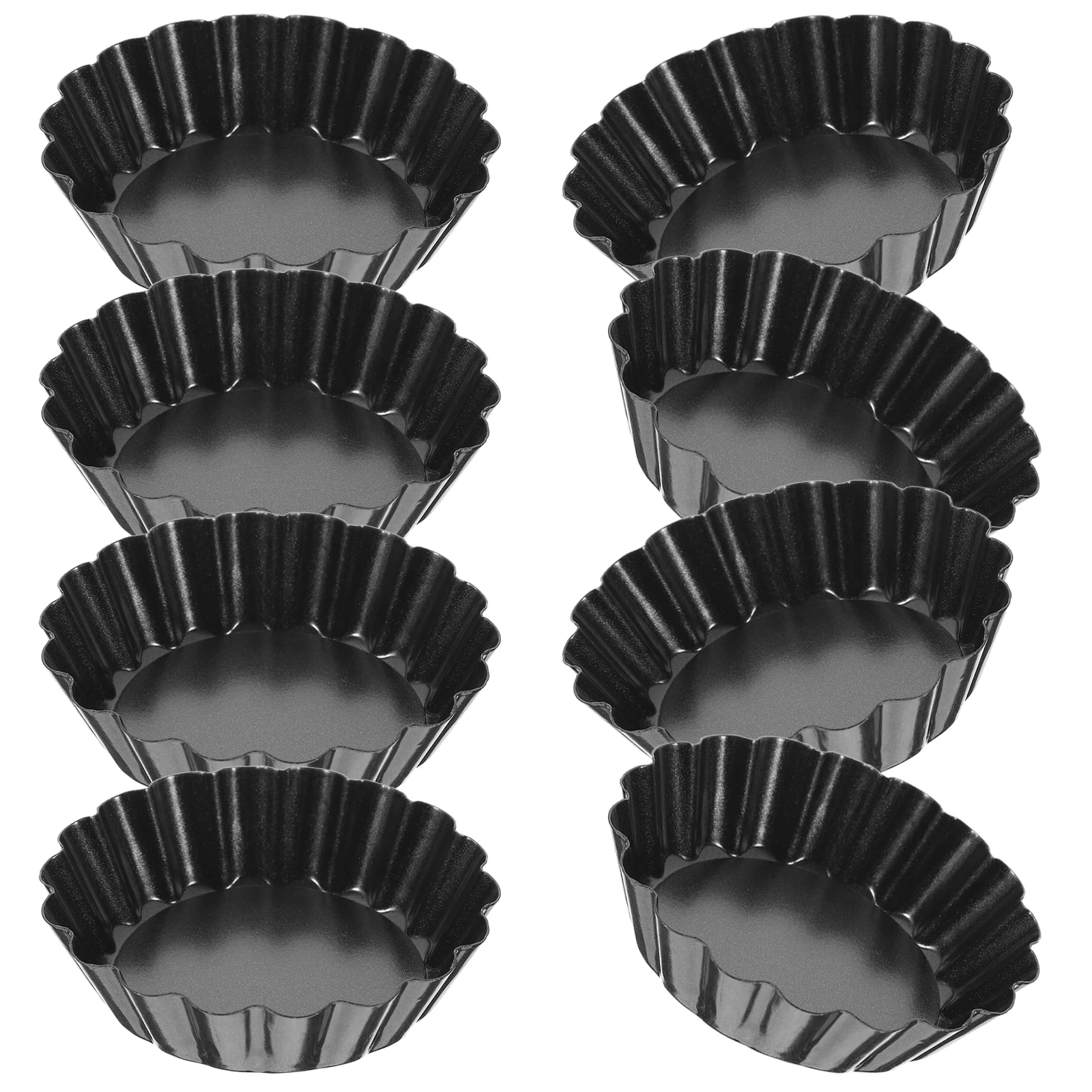 

8 Pcs Mini Tart Pans Removable Bottom Egg Tart Mold 3 Inch Black Carbon Steel Baking Pans Kitchen Accessories Small Pan