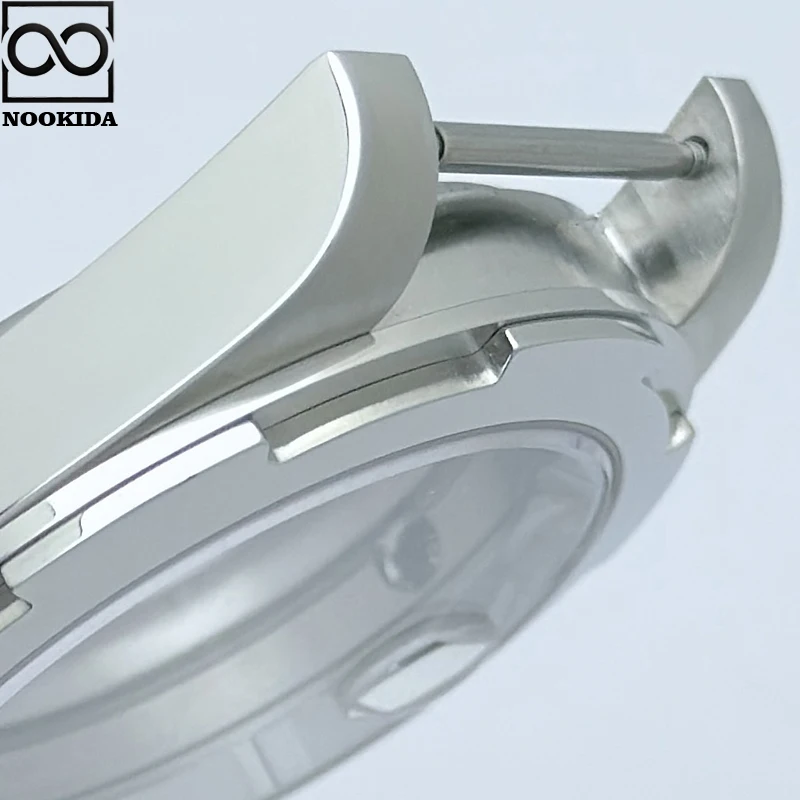 NOOKIDA 41mm Sapphire Glass Silver Case With Strap Screw-in Crown Fit 28.5-29mm Dial Fit NH35/NH36 Automatic Movement Waterproof