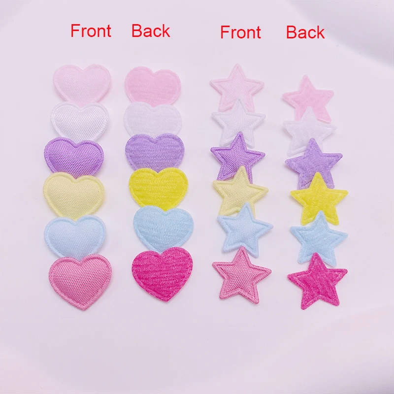 100PcsDouble Side Fabric Star Heart Padded Applique For Children\'s Headband Hair Clip Accessories Shoes Hats Decoration Patches