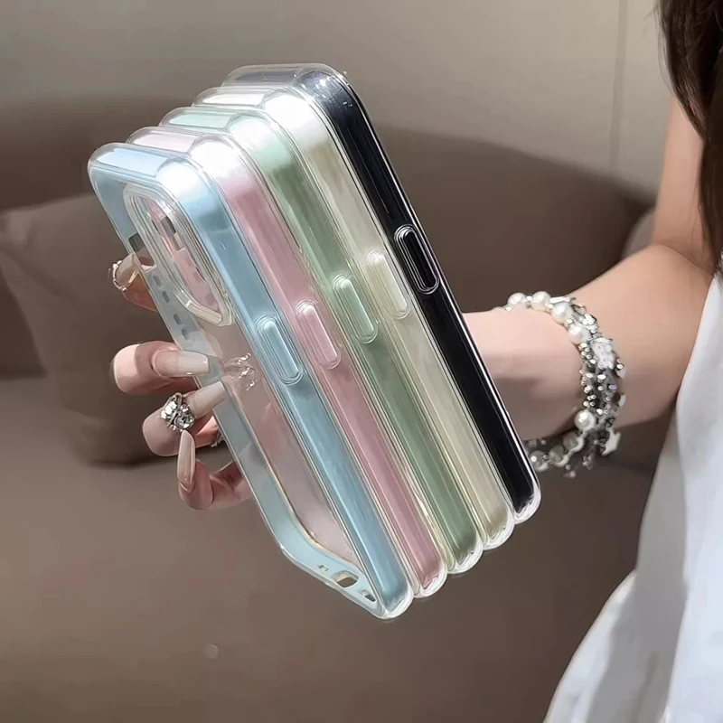Роскошный прозрачный чехол для телефона ярких цветов для iPhone 17, Air 11, 12, 13, 14, 15, 16, 17 Pro Max Plus, противоударный мягкий чехол-бампер