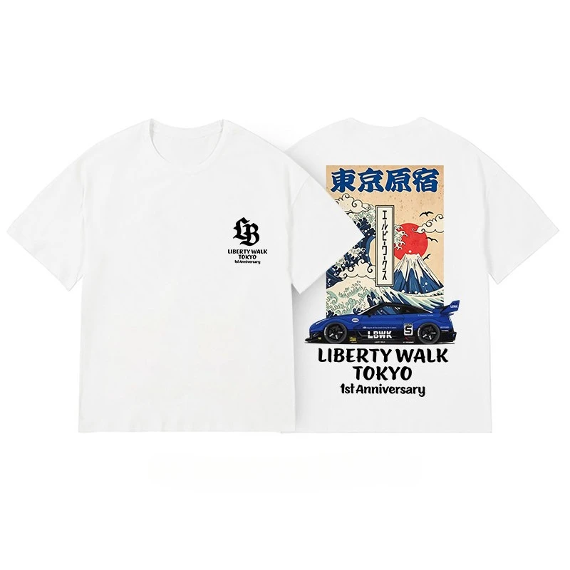 2026 LBWK Tokyo JDM Modifizierte Autokultur Herren- und Damen-Paar Amerikanisches Retro-Streetwear Kurzarm-T-Shirt – Detail 4