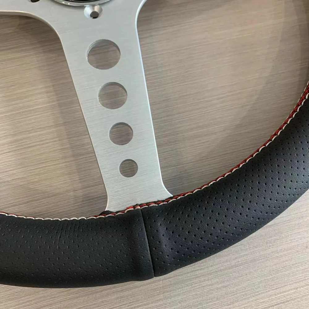 Volante de cuero perforado JDM Nardi para coche de carreras, 14 pulgadas, para VW, HONDA, TOYOTA y BMW