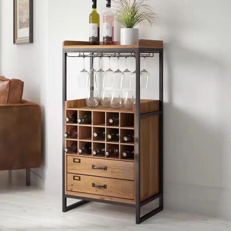 

American Industrial Wine Cabinet Sideboard Living Room Creative Wine Cabinet Aged Wrought Iron Bar Furniture Barschrank XY50JG