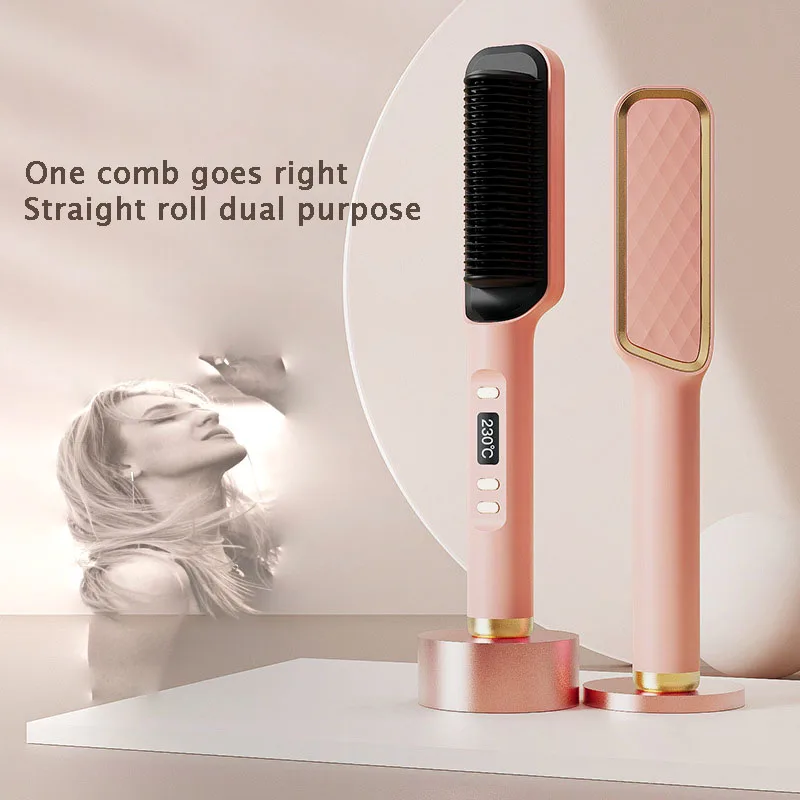 

Hair Styling Tools Negative Ion Hair Straightener Brush Curling Comb With Lcd Display Hair Curling Tool Straight Brush