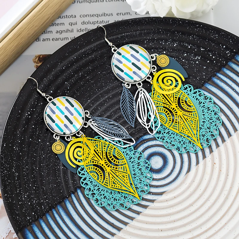 Trendy Exaggerated Water Drop Earrings Longer Yellow Statement Earrings pendientes For Women