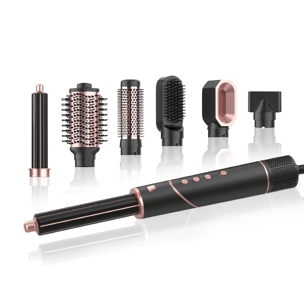

7 в 1, высокоскоростной сменный фен для волос с горячим воздухом, ионный фен для салона красоты, щетка для завивки волос, выпрямитель