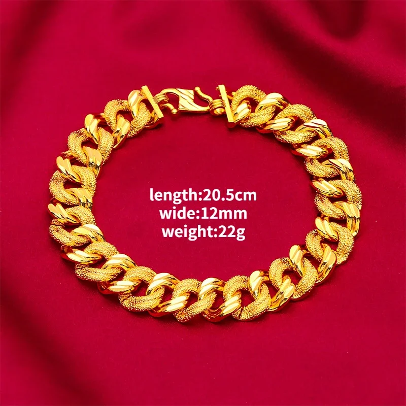 Gold Color Bracelet for Women Men 12MM Wide Super Aggressive Watch Chain Gold Wedding Engagement Fine Jewelry Gifts