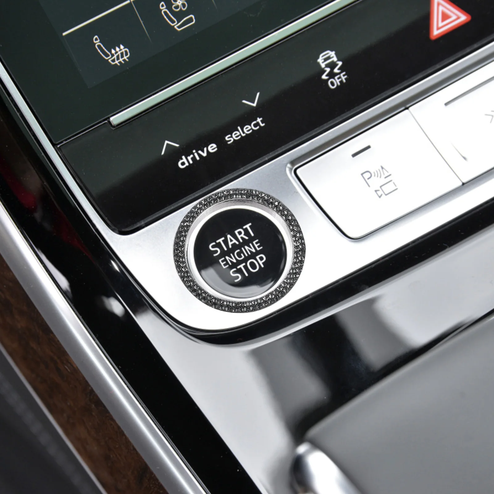 1 مجموعة سيارة الجذعية قبعات العالمي حجر الراين الإطارات الغبار قبعات تألق كاتب مفتاح غطاء فاخر السيارات بدء زر الديكور #4