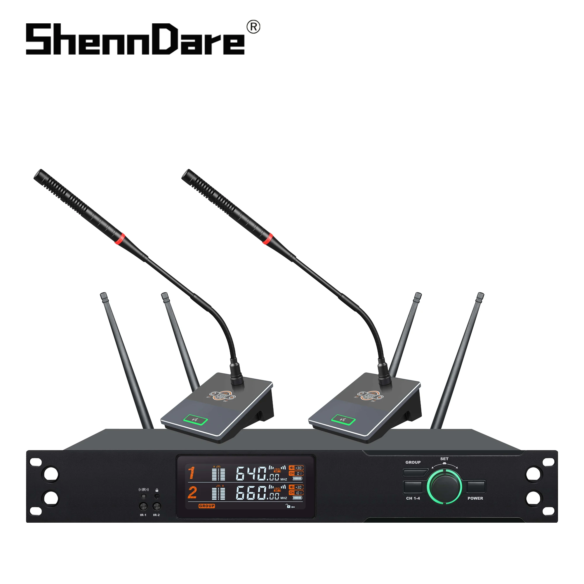 

Shenndare KT-8002 2 Channels True Diversity Wireless Microphone System Conference Church Kara Ok Mic Uhf Frequency Large Range