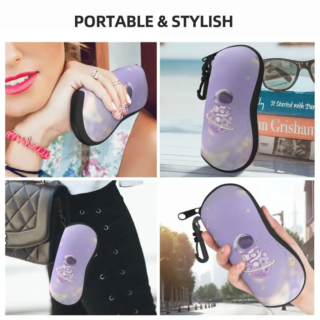 Astronauta Cartoon Glasses Case Print Travel Zipper occhiali da sole Bag Classic uomo donna Storage Glasses Bag