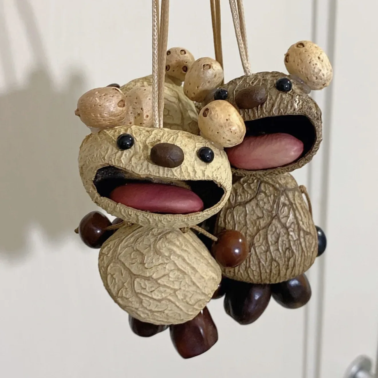 Handmade Woven Big Mouth Bear Keychain Bag Charm Car Hanging Phone Strap Cute Pendant Lucky Fortune Blessing Gift For Women Men