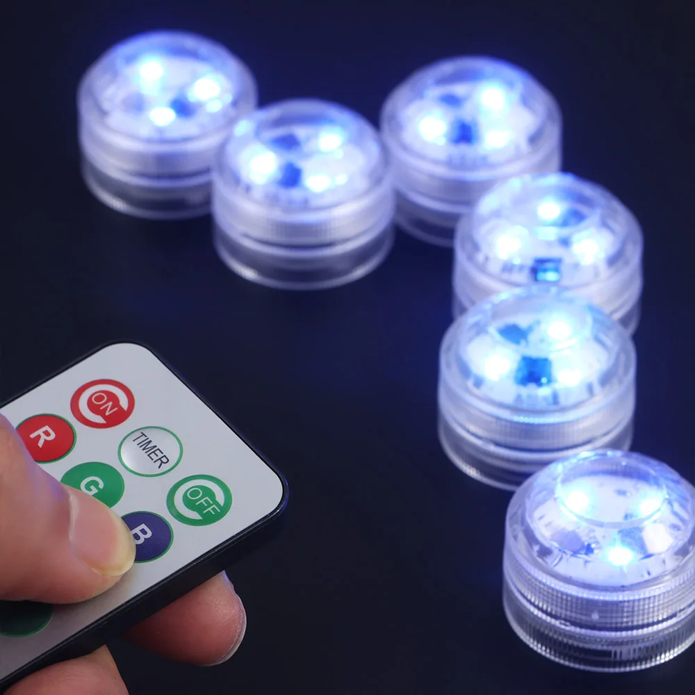 LED Light Remote Control Night Lights For Wedding Tea Light Hot Tub Pond Pool Bathtub Aquarium Party Vase Decor