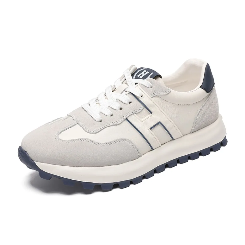 

Men's Running Shoes Genuine Top Layer Cowhide Anti-slip Wear-resistant Thick Bottom Soft Bottom Breathable Leisure Sneakers