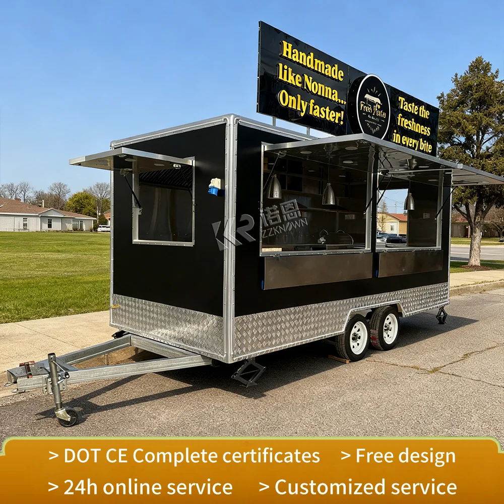 

Mobile Fast Food Cart Pizza Catering Truck BBQ Hamburger Pizza Food Trailer Truck With Full Kitchen Equipments