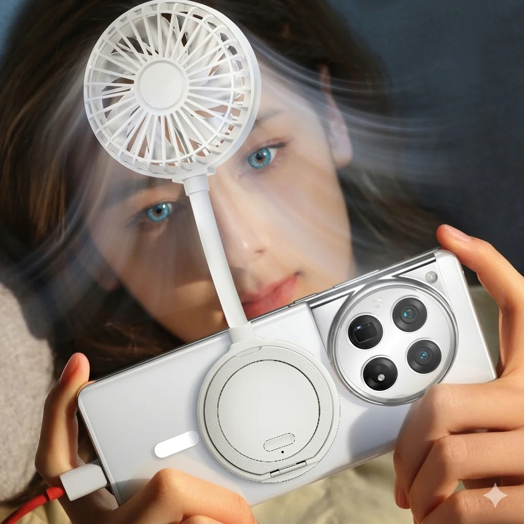 USB charging mini magnetic fan, portable small fan, suitable for iPhone and magnetic phones, as well as magnetic phone cases