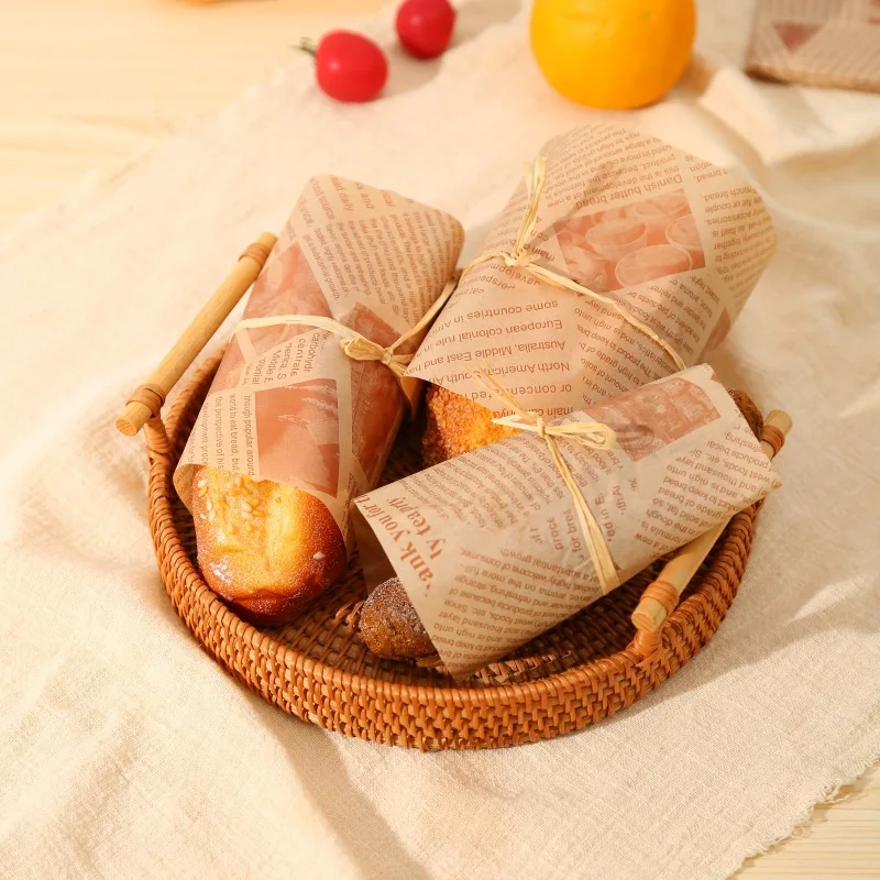 

50 PCS Bread Sandwich Oil-paper, Baking Wrapper Paper,Oil-Proof Wax Paper,Food Wrapper Paper,Fast Food Oilpaper Baking Tool