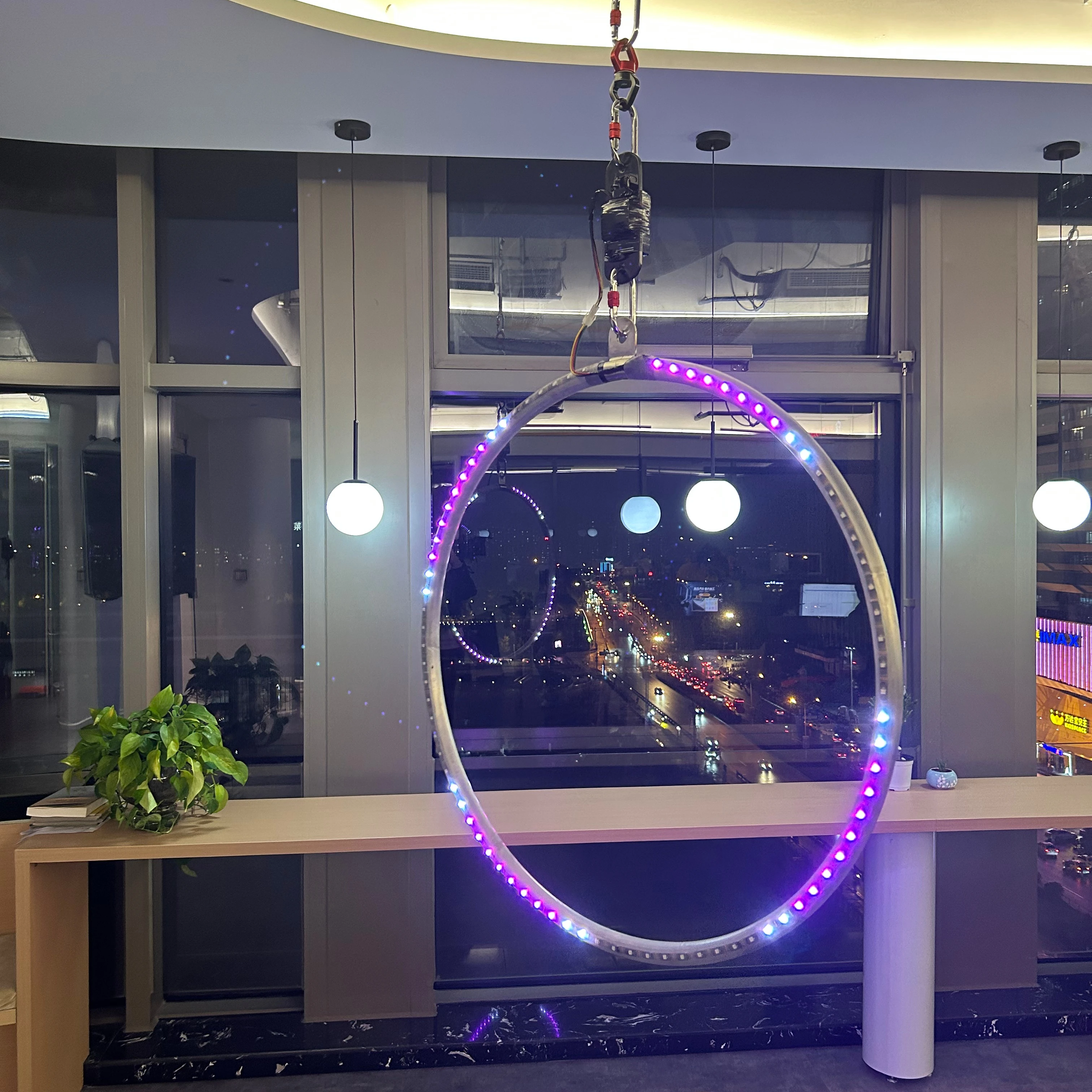 Led Hoop Stainless Steel Aerial Hoop Aerial Yoga Lyra  Indoor Outdoor Gym Swing Fitness