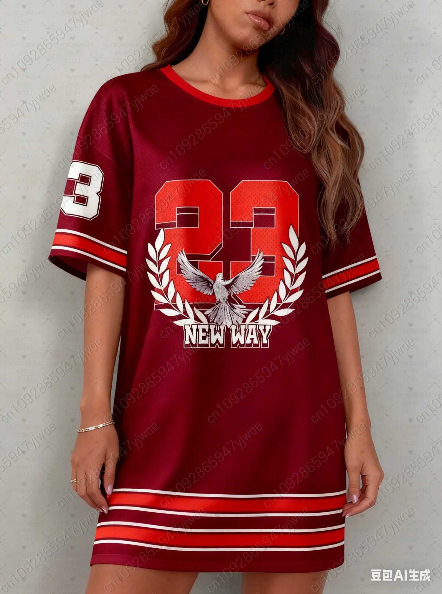 2025 Summer Women T-Shirt Dress New York No.23 Los Printed O-Neck Lady Short Sleeve Pullover Y2k T-Shirt Dresses Women Clothing