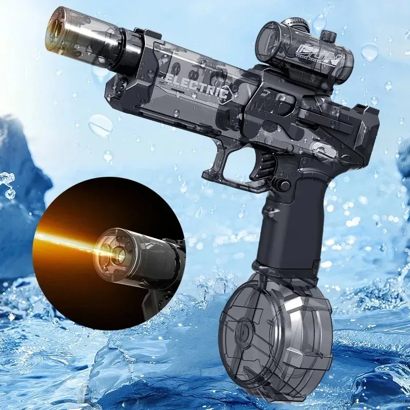 Cool Light Electric Water Gun Summer Outdoor Beach Pool Game Water Spray Gun For Children Adult Gift