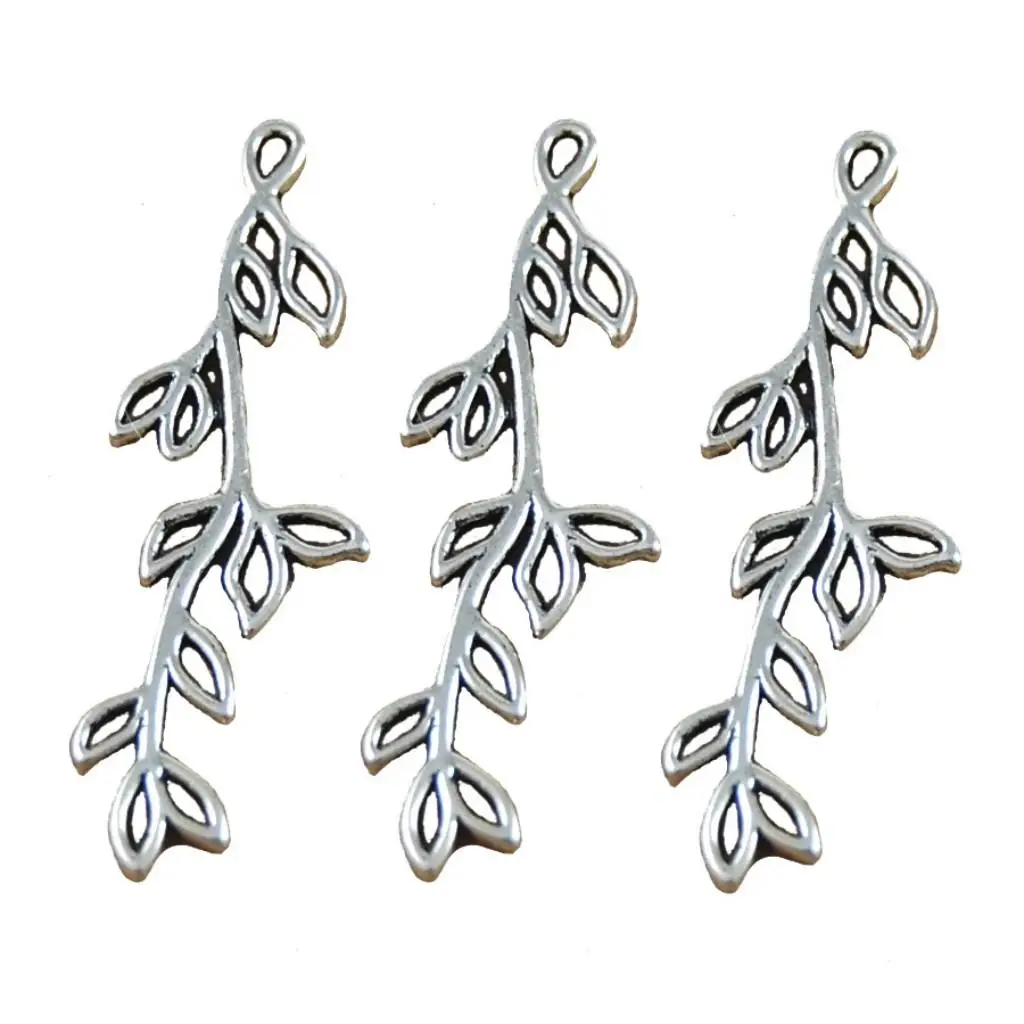 DIY Jewelry Tibetan Silver Charm Pendant Leaf Tree Branch Vintage Necklace Accessories for Handmade Crafts