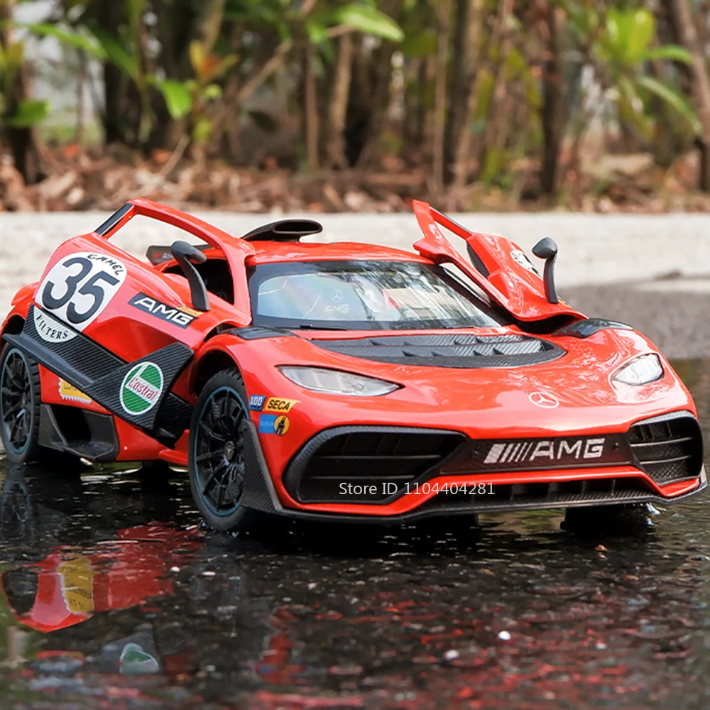 1:24 ONE VISION GT Cars Model Toy Diecast Alloy Sports Car Doors Opened with Sound Light Pull Back Vehices for Boy Holiday Gifts