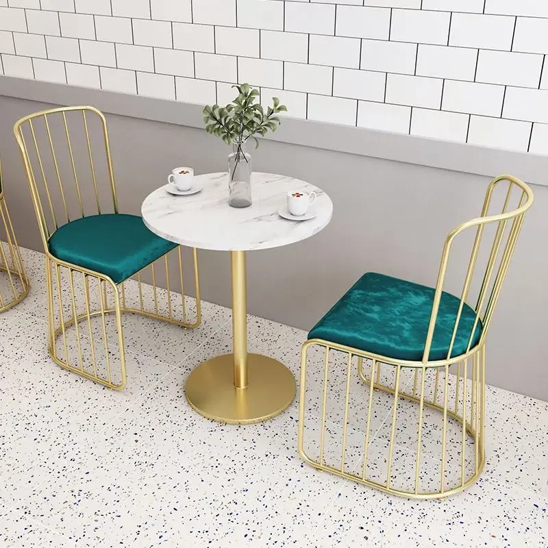 

For Nordic Table and Chair Combination Iron Leisure Dining Chair for Dessert Coffee Shop