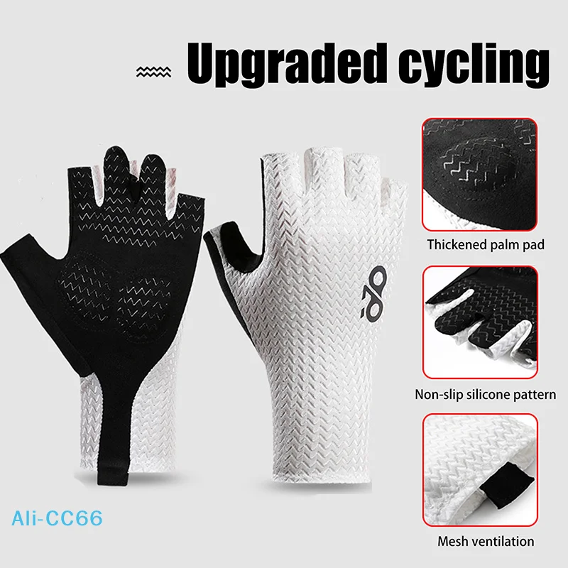【M】Atmungsaktive Halbfinger-Fahrradhandschuhe für den Sommer, ultraleichte Rennradhandschuhe, rutschfestes Silikonpolster, kühlende Sportausrüstung