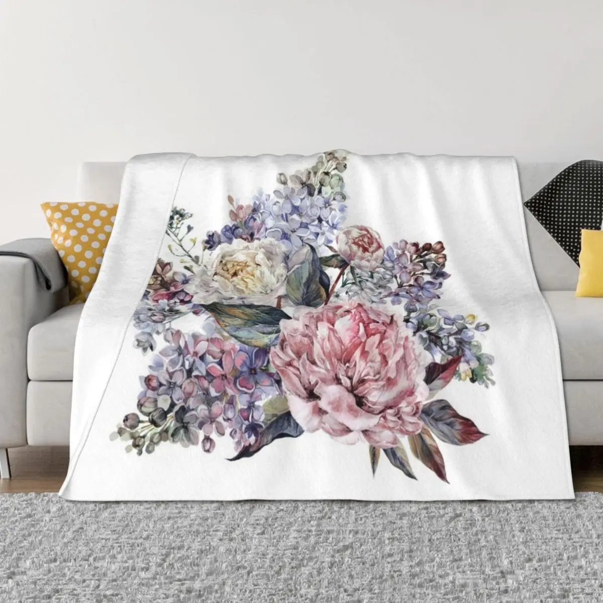 

Watercolor Bouquet Throw Blanket blankets ands Soft Thin Blankets