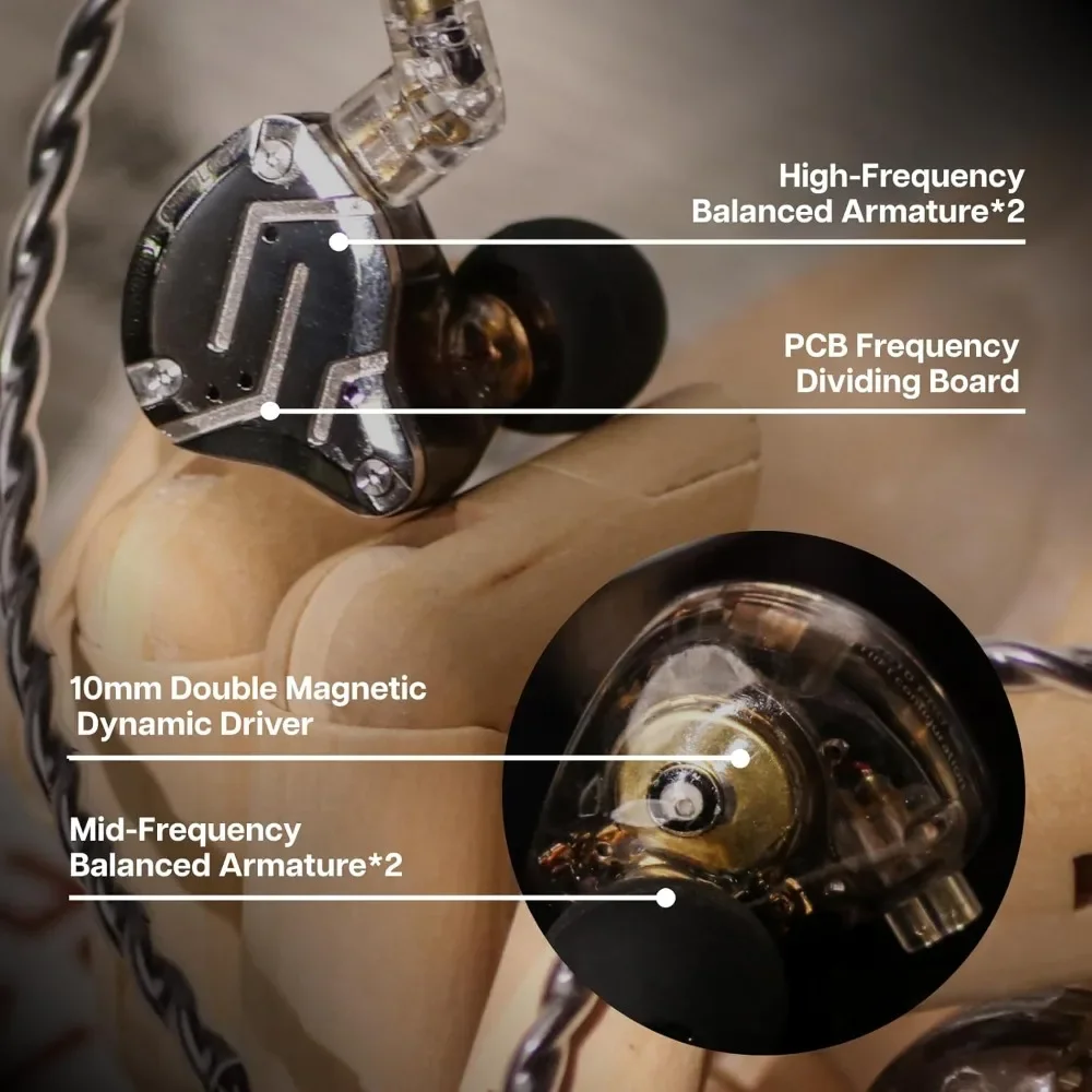 

Обновленные гибридные наушники 2026 Upgraded-Hybrid 5 Driver HiFi с проводным подключением и съемным кабелем для прослушивания музыки и игр (внутриканальные мониторы)