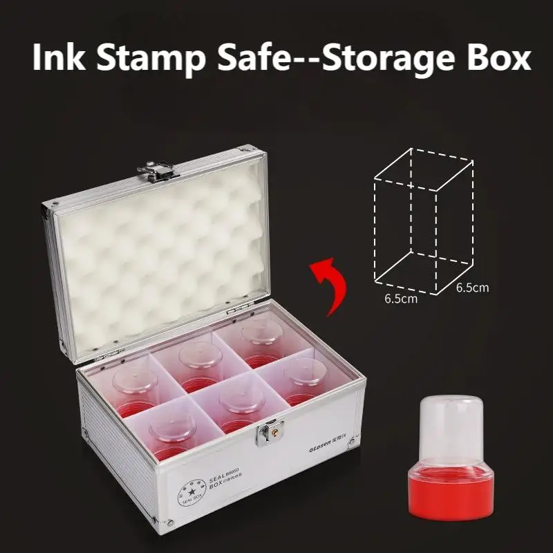 New Ink Stamp Safe Official Seal Storage Box Aluminum Alloy With Lock Financial Inner Compartment Manual Adjust for Bank Office