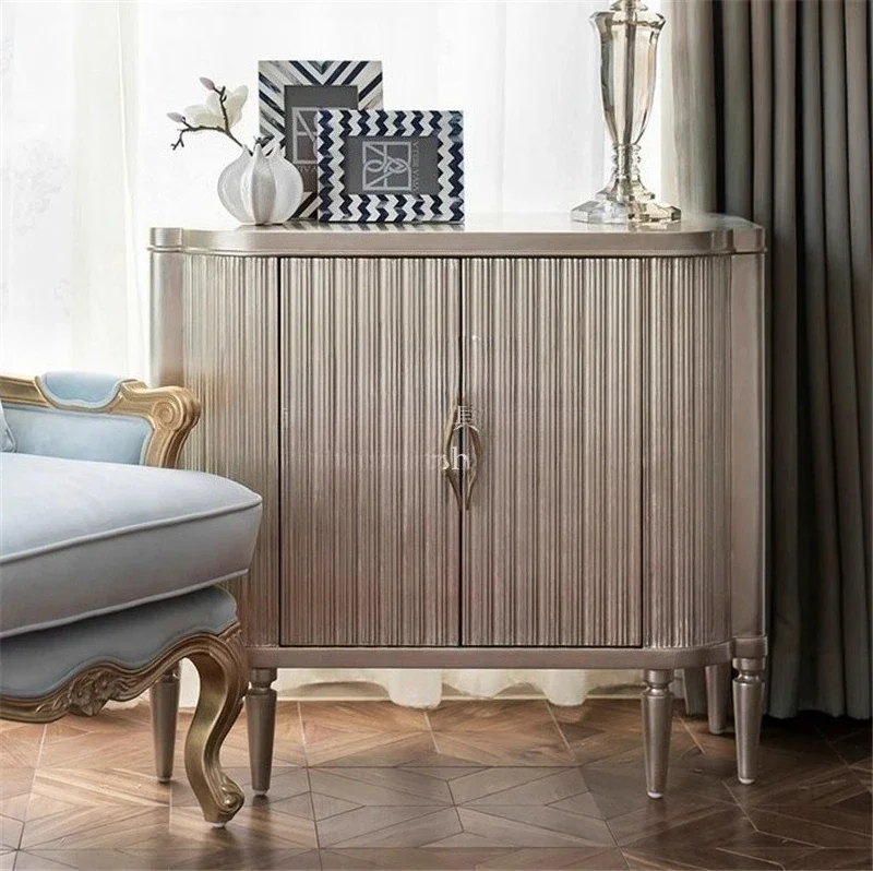 

living room decorative gold solid wood entry foyer dining side cabinet American light luxury entrance cabinet Semicircular