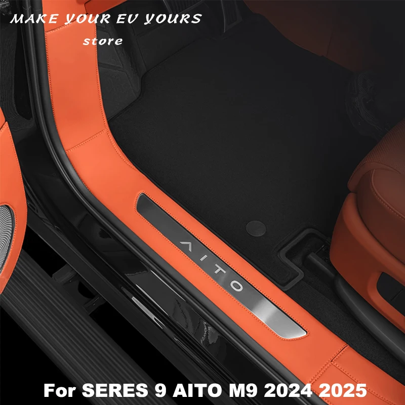 

For SERES 9 AITO M9 2024 2025 Leather Threshold Strip Guard Pad Door Sill Protector Inclusive Kit Threshold Mat Accessories