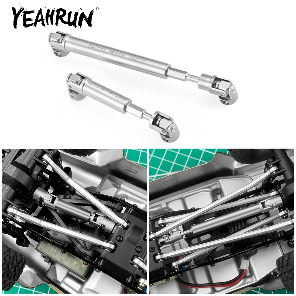 YEAHRUN 2 ชิ้นสแตนเลส 38 + 64 มิลลิเมตรเกียร์ไดรฟ์เพลา Joint สําหรับ Axial SCX24 AXI00005 Gladiator 1/24 RC รถอะไหล่อัพเกรด