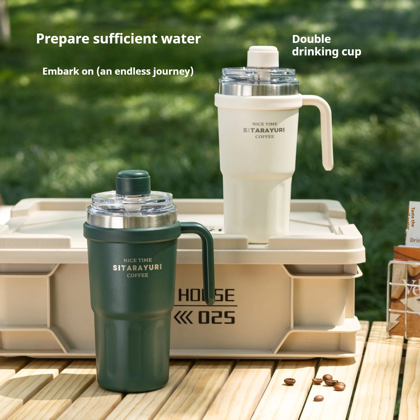 Tragbare Stroh Isolierte Tasse mit Griff Büro Auto Kaffee Tasse Outdoor Sport Anti-verlust Magnetische Deckel Doppel-trinkbecher