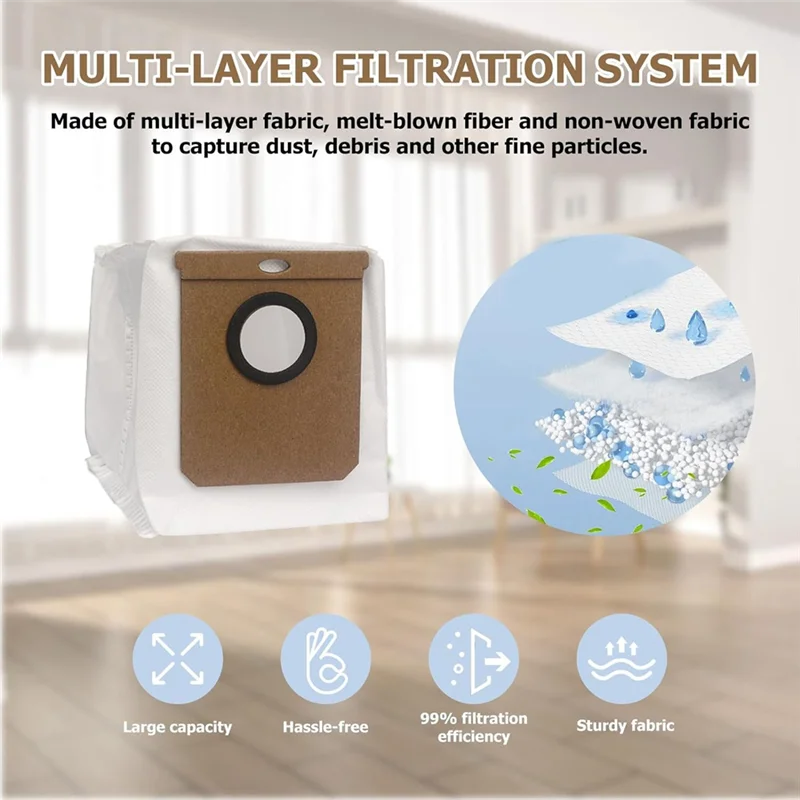 A94E-9 Pack 2.5L Large Vacuum Dust Bags Replacement For Eufy L50 SES/ L60 SES For Conga Home 10000/8090 Ultra/ 9090 AI