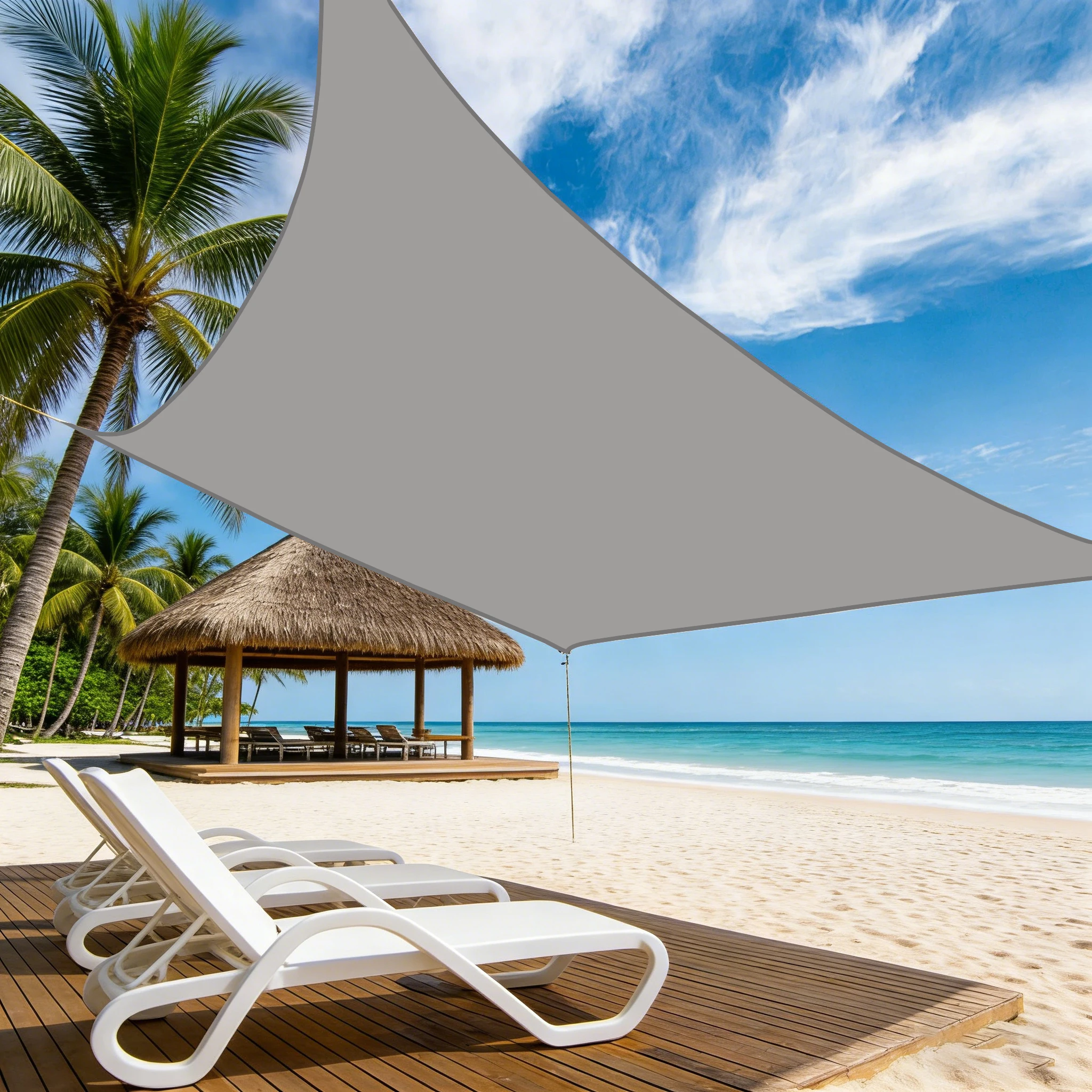 Grey sun Shade Sail , 95% UV Block Breathable Canopy for Patio Backyard Garden Deck