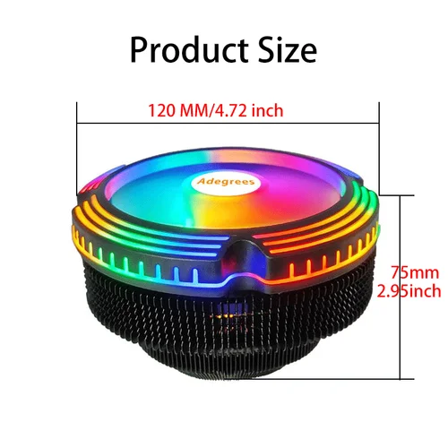 Imagen 2 del producto Adegrees B8 120MM CPU enfriador de aire 4PIN PWM RGB PC ventilador de radiador para Intel 2011 1700 1200 1150 1155 1156 X79 X99 AM3 AM4 Ventilador