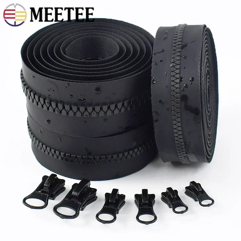 1-5Meters Meetee 5# 8# Waterproof Resin Zippers with Zipper Sliders Tent Jacket Zips Roll Clothing Zip Puller Sewing Accessories