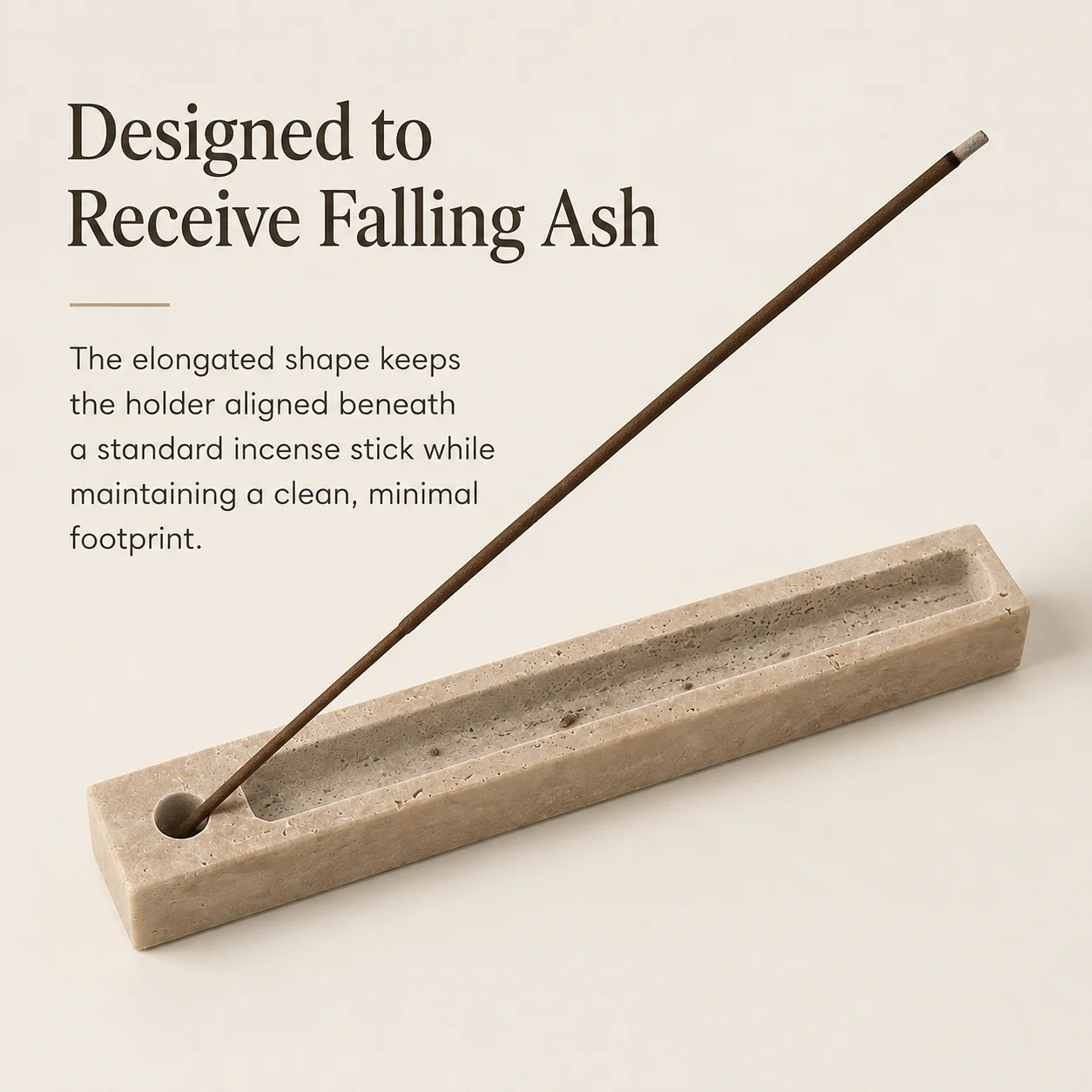 Natural Travertine Incense Holder, Rectangular Stone Incense Stick Burner Ash Catcher Tray, Minimalist Zen Home Decor