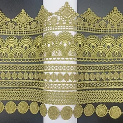1Yards Golden Embroidery Ribbon Lace Fabric Collar Trim Dress DIY Sewing Decor for Curtains Hat
