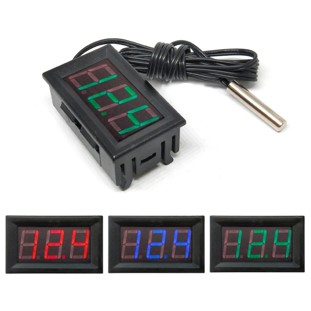 0.56inch LED Digital Thermometer Tester Panel Gauge DC 5-12V Thermometer Sensor with Sensors Probe Temperature Instrument