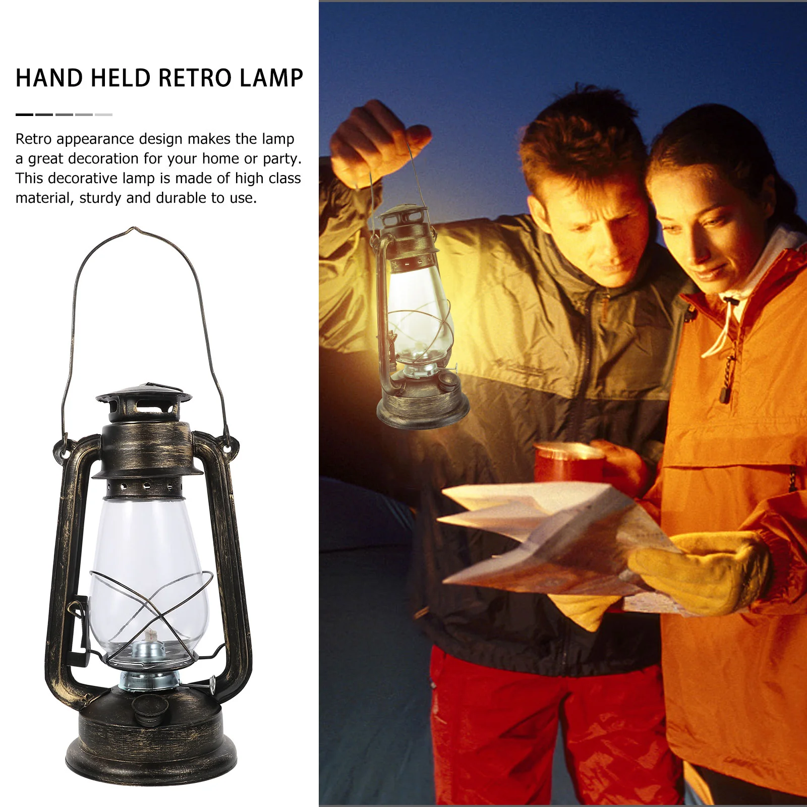 Retro  Iron Kerosene Lamp Portable Hanging Lantern Outdoor Camping Light (Bronze) camping lamp retro oil lamp