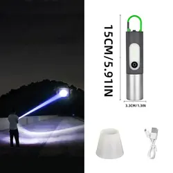 LED Rechargeable Tactical Laser Flashlight Strong Flash Light Outdoor Multifunctional Camping Lighting White Laser Work Lights