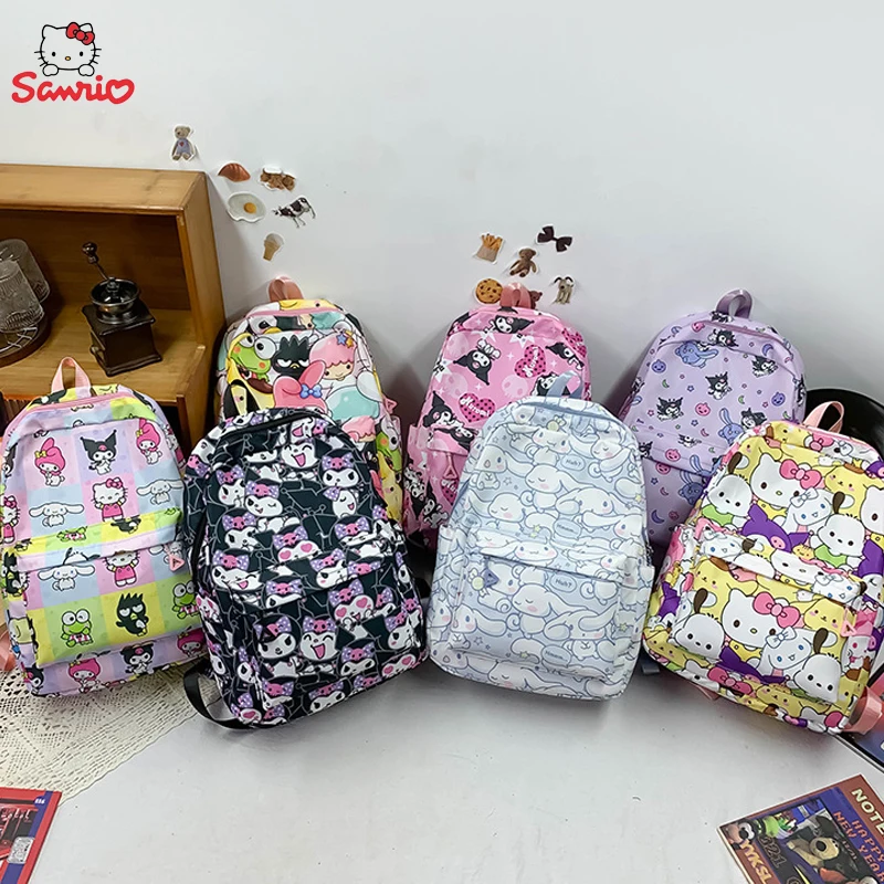 Sanrio Kuromi Melody Backpack Cinnamoroll Hello Kitty Lightweight and Practical Single Shoulder Tutoring Bag Set Cartoon Handbag