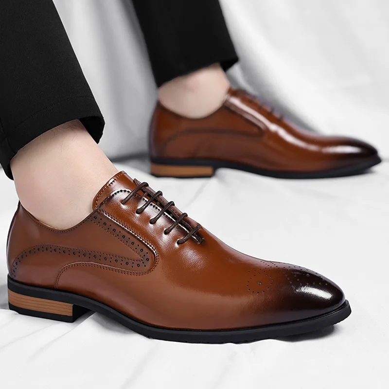2026 New Large Size Men's Business Dress Casual Leather Shoes British Style Trendy Office Dress Shoes Comfortable and Breathable