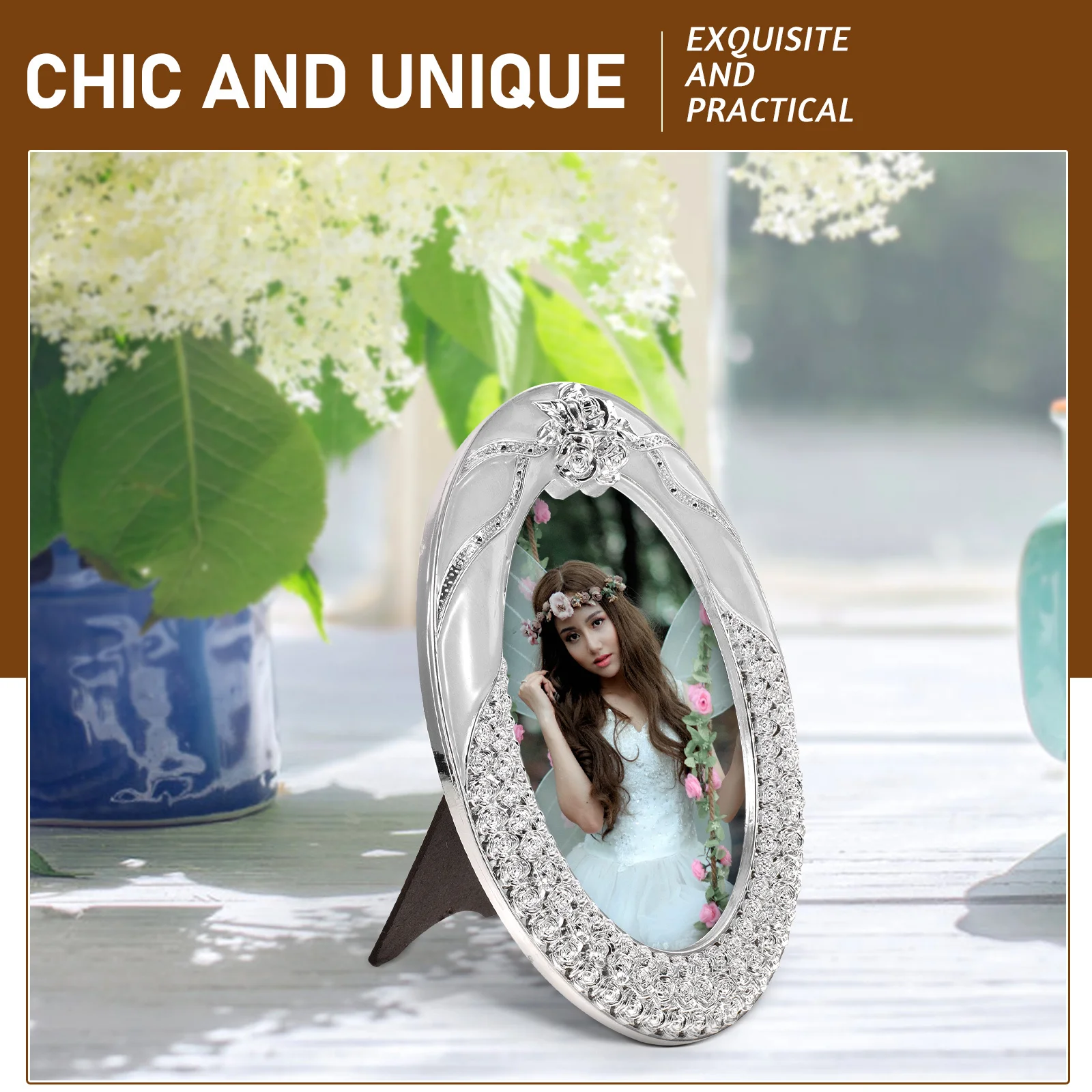 

Vintage Small Oval Photo Frame Glass Front Sturdy Resin Desktop Picture Frame Retro Style Oval Picture Frames